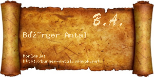 Bürger Antal névjegykártya