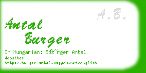 antal burger business card